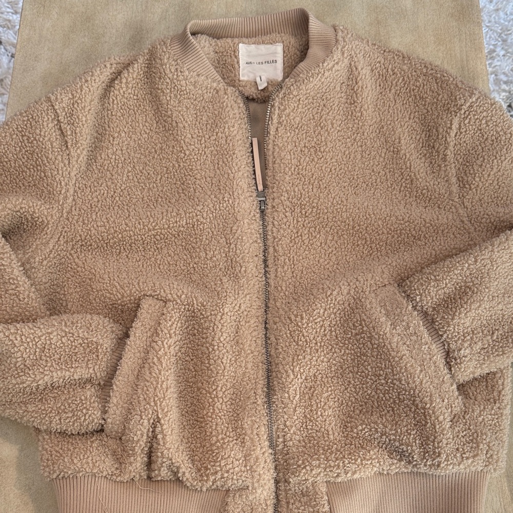 Avec Les Filles Tan Teddy Jacket